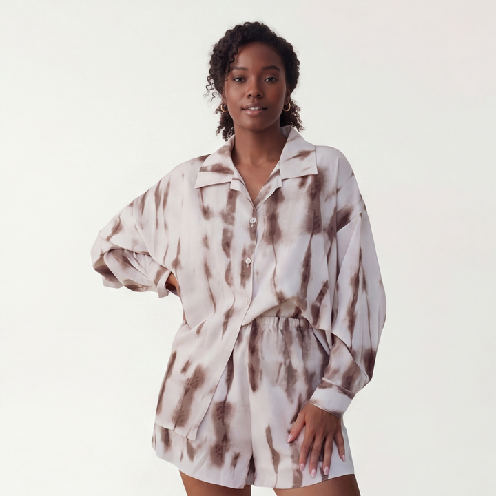 Cream Julianna Printed Shirt Set 1