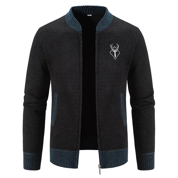 Cyrus | Men's Deer-Pattern Knit Sweater Vest - Color:Black;Size:S