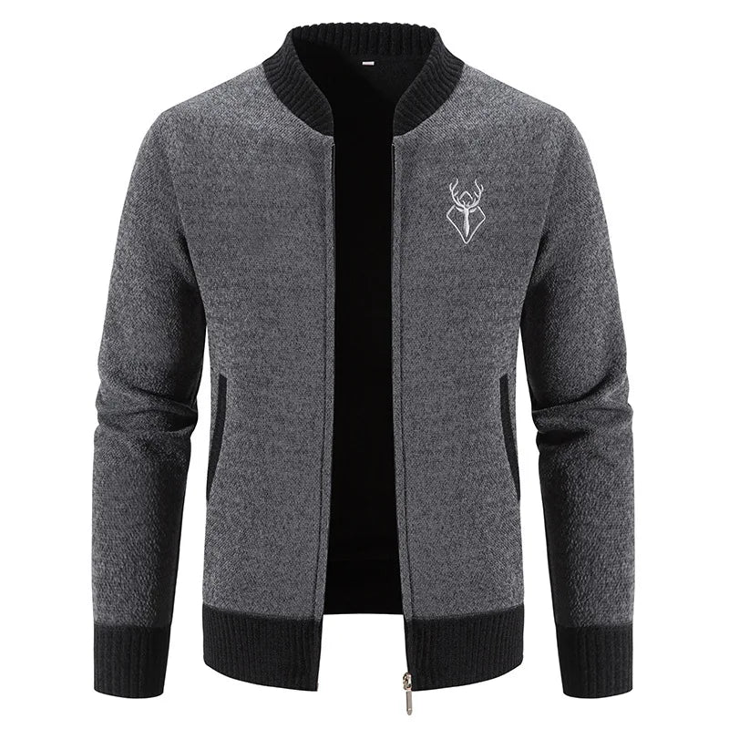 Cyrus | Men's Deer-Pattern Knit Sweater Vest - Color:Grey;Size:S