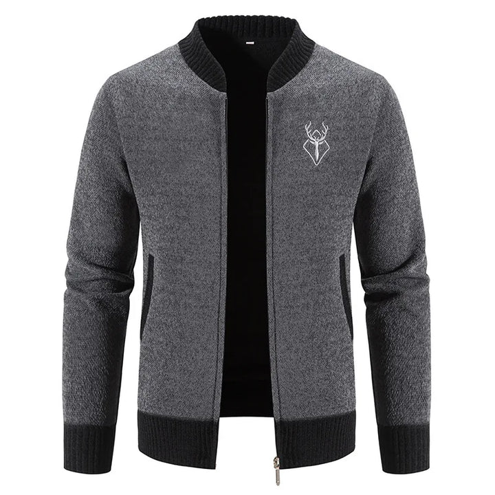 Cyrus | Men's Deer-Pattern Knit Sweater Vest - Color:Grey;Size:S