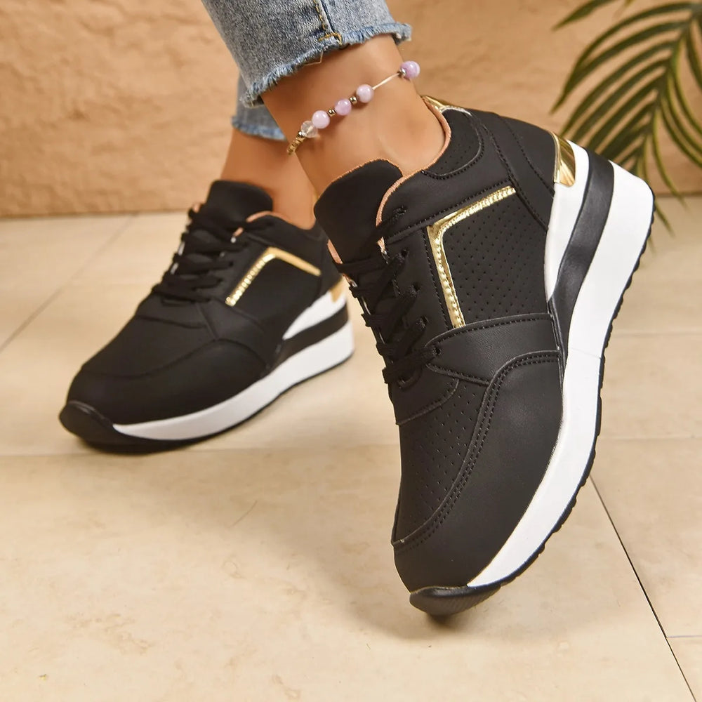 Daisy | Women's Orthopedic Wedge Sneakers (Copy) - Color:Black;Size:36
