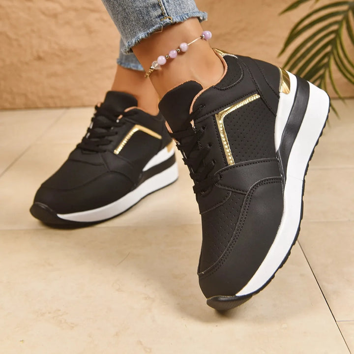 Daisy | Women's Orthopedic Wedge Sneakers (Copy) - Color:Black;Size:36