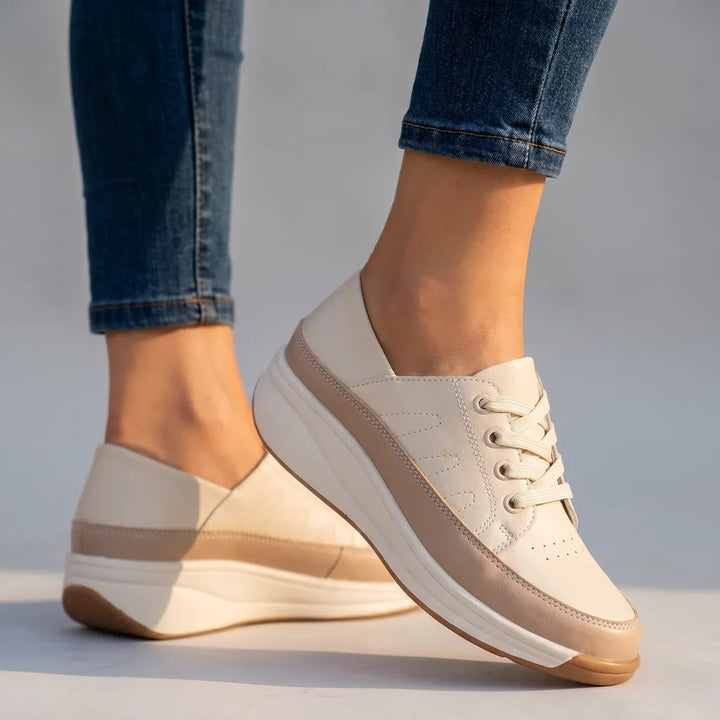Dakota Lace-Up Sneakers - Color:Beige;Size:35