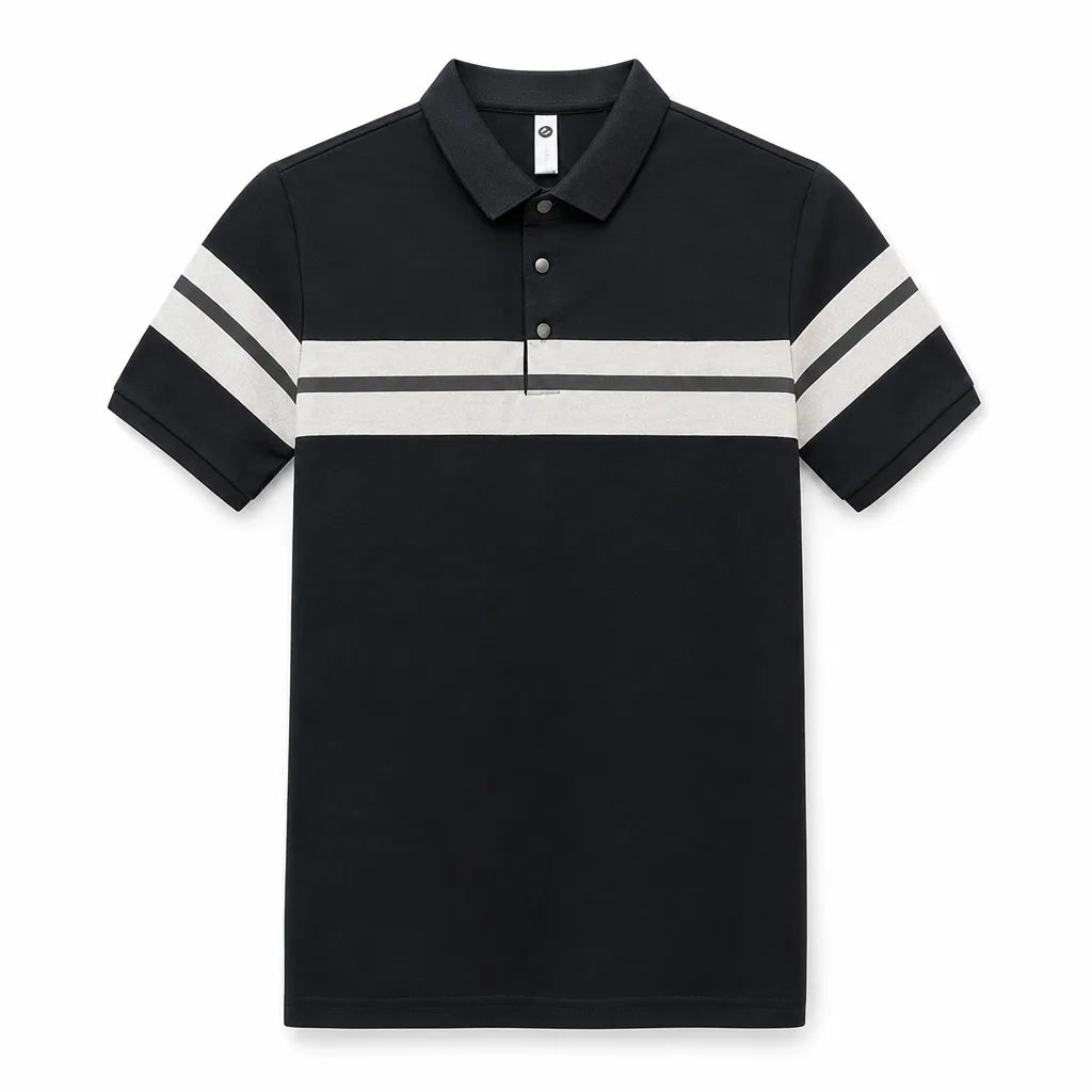 Men's Black Desmond Colorblock Polo Shirt