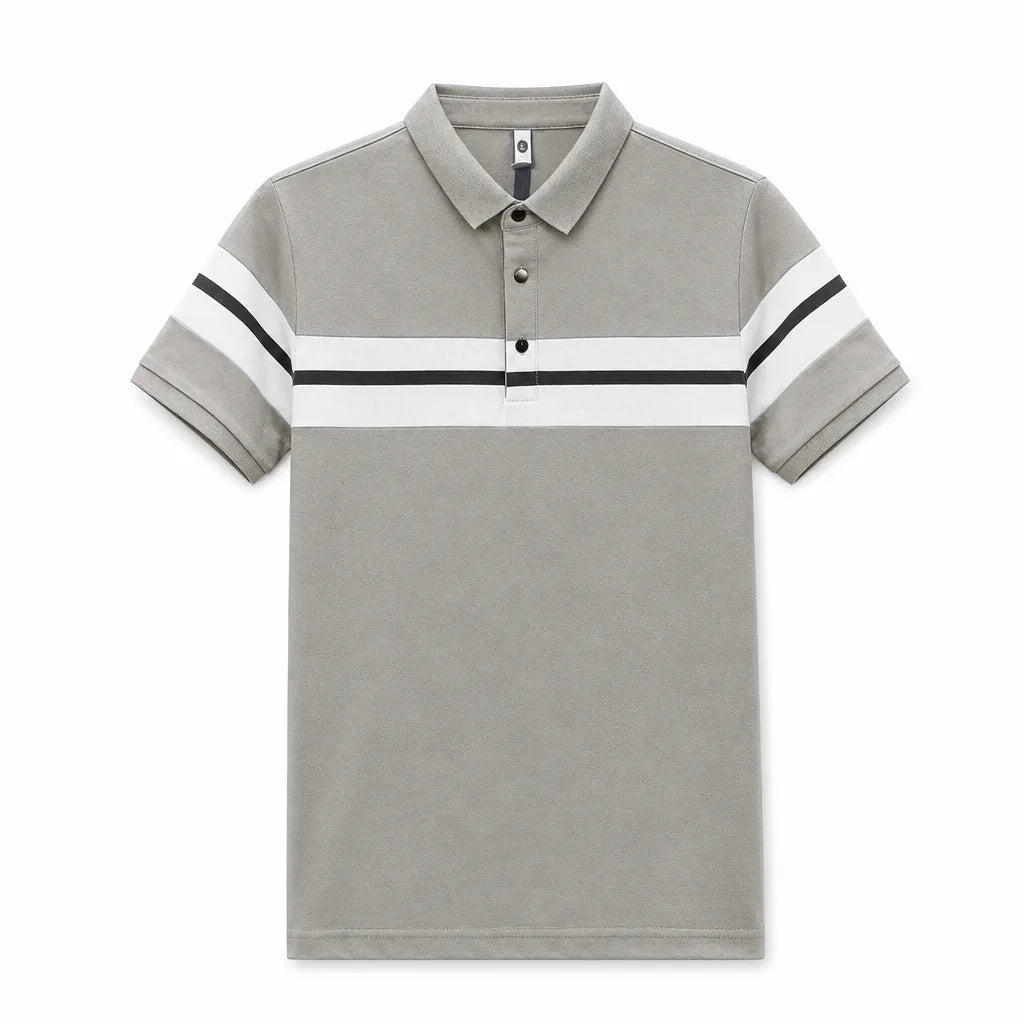 Men's Gray Desmond Colorblock Polo Shirt