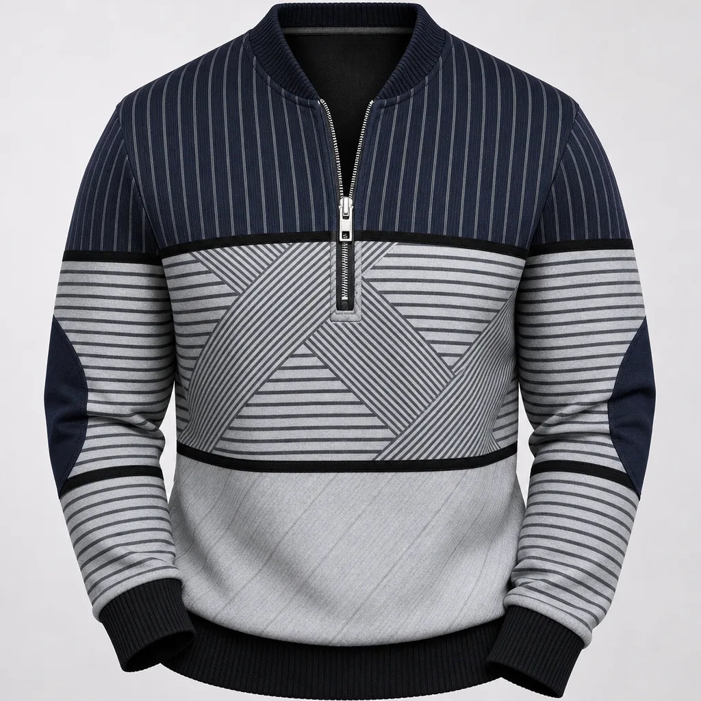 Men's Black Dan | Men's Contrast Half-Zip Sweater