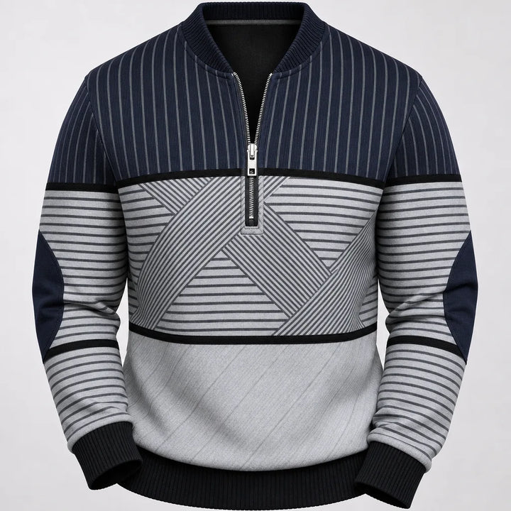 Men's Black Dan | Men's Contrast Half-Zip Sweater