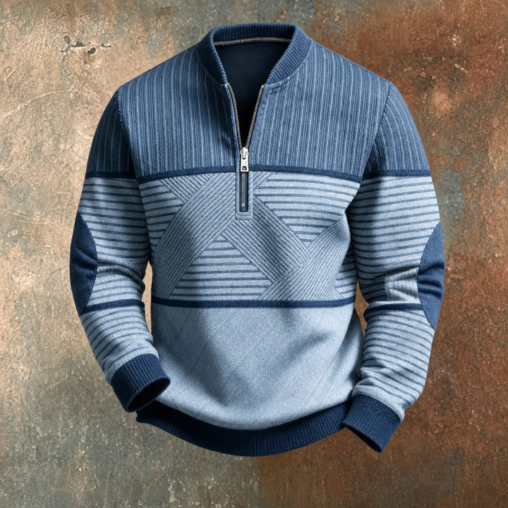 Men's Blue Dan | Men's Contrast Half-Zip Sweater