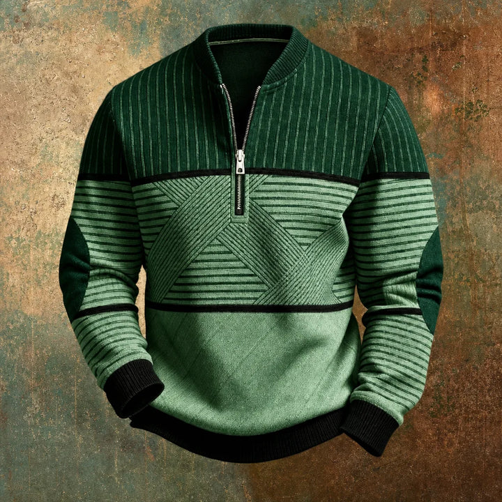 Men's Green Dan | Men's Contrast Half-Zip Sweater