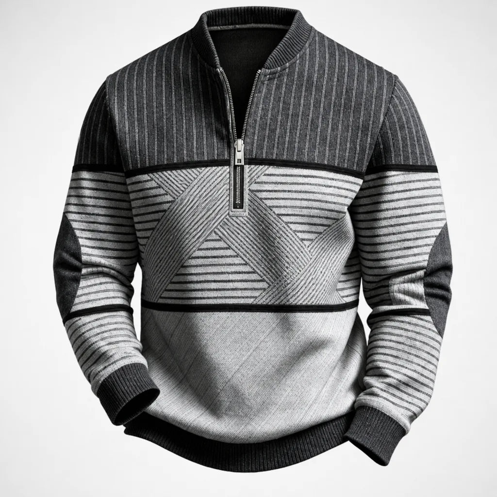 Men's Grey Dan | Men's Contrast Half-Zip Sweater
