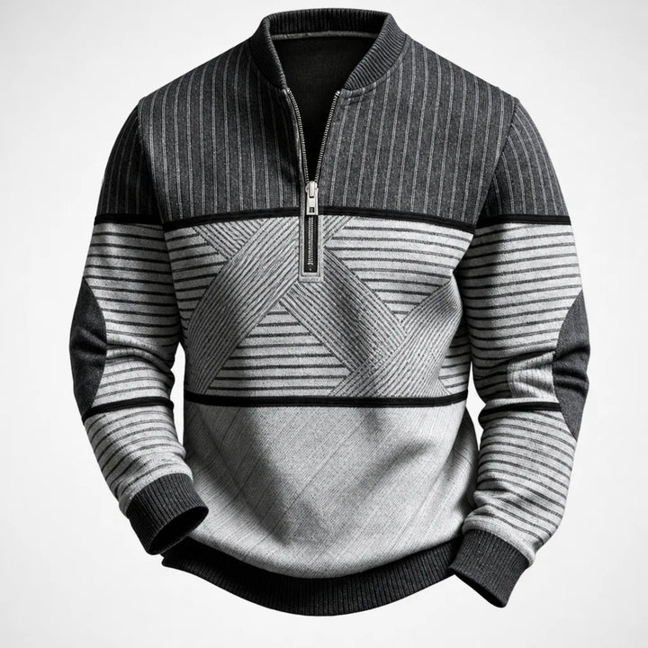 Men's Grey Dan | Men's Contrast Half-Zip Sweater