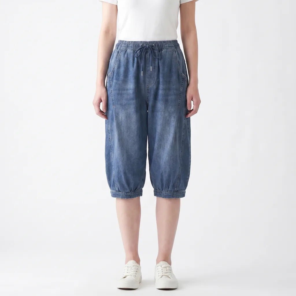530# Blue Cooke Denim Harem Shorts 3