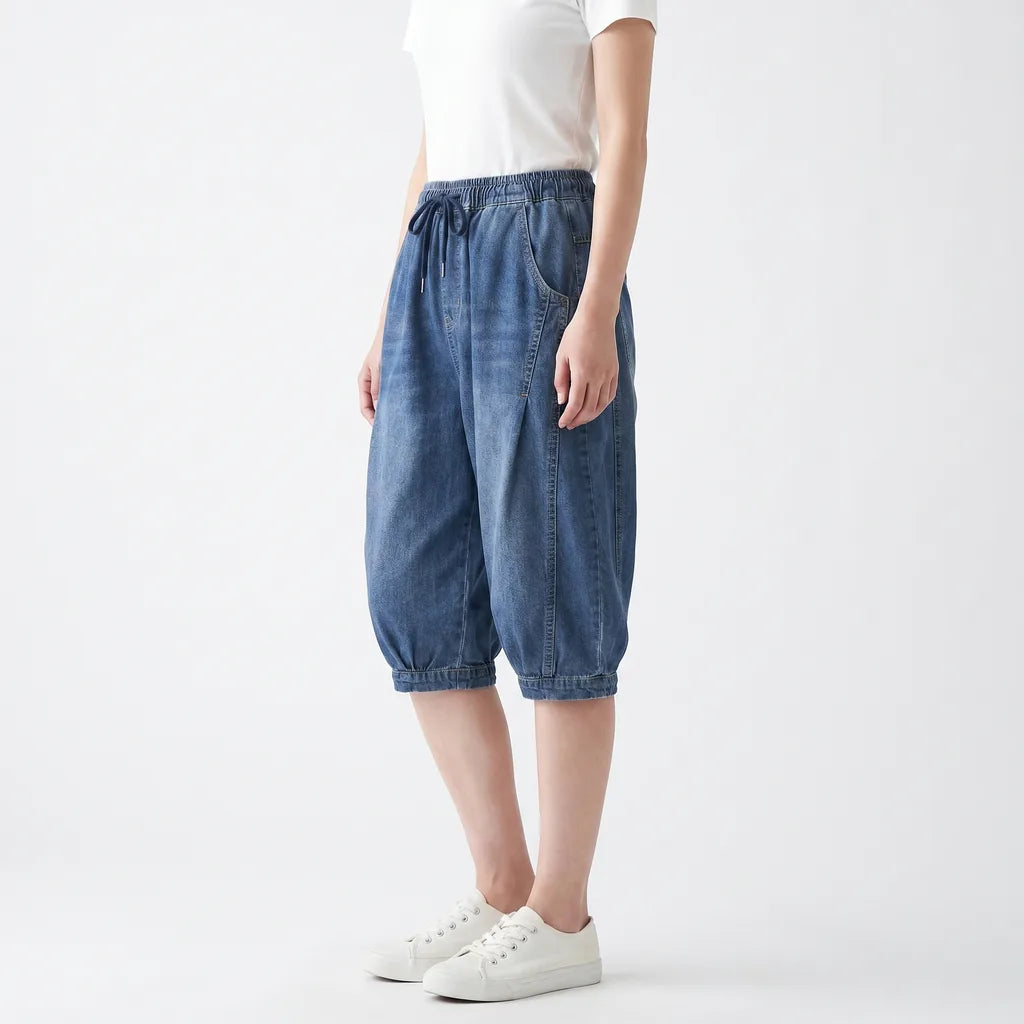 530# Blue Cooke Denim Harem Shorts 2