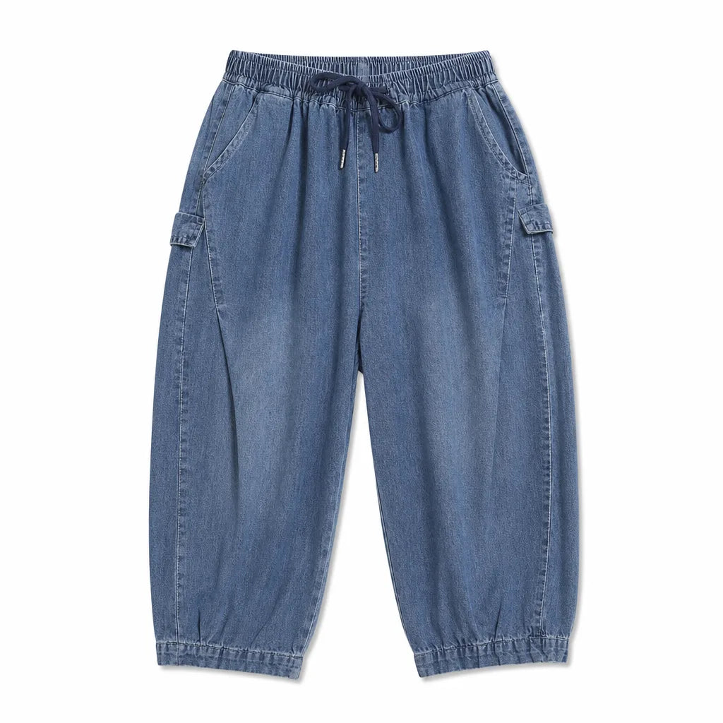 Dana Denim Harem Shorts - Color:530# Blue;Size:S