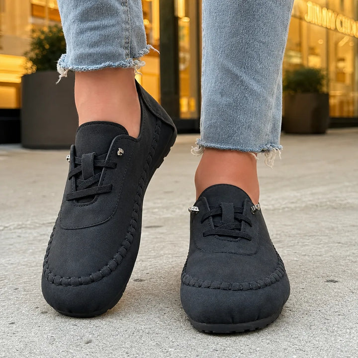 Women's Black Danforth | Women's Orthopedic Lace-Up Loafers