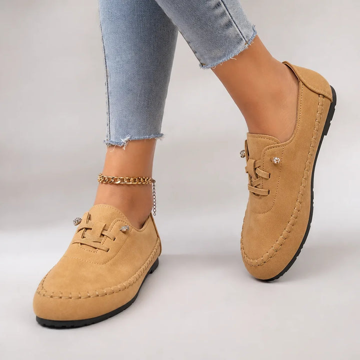 Danforth | Women's Orthopedic Lace-Up Loafers - Color:Light Yellow;Size:36