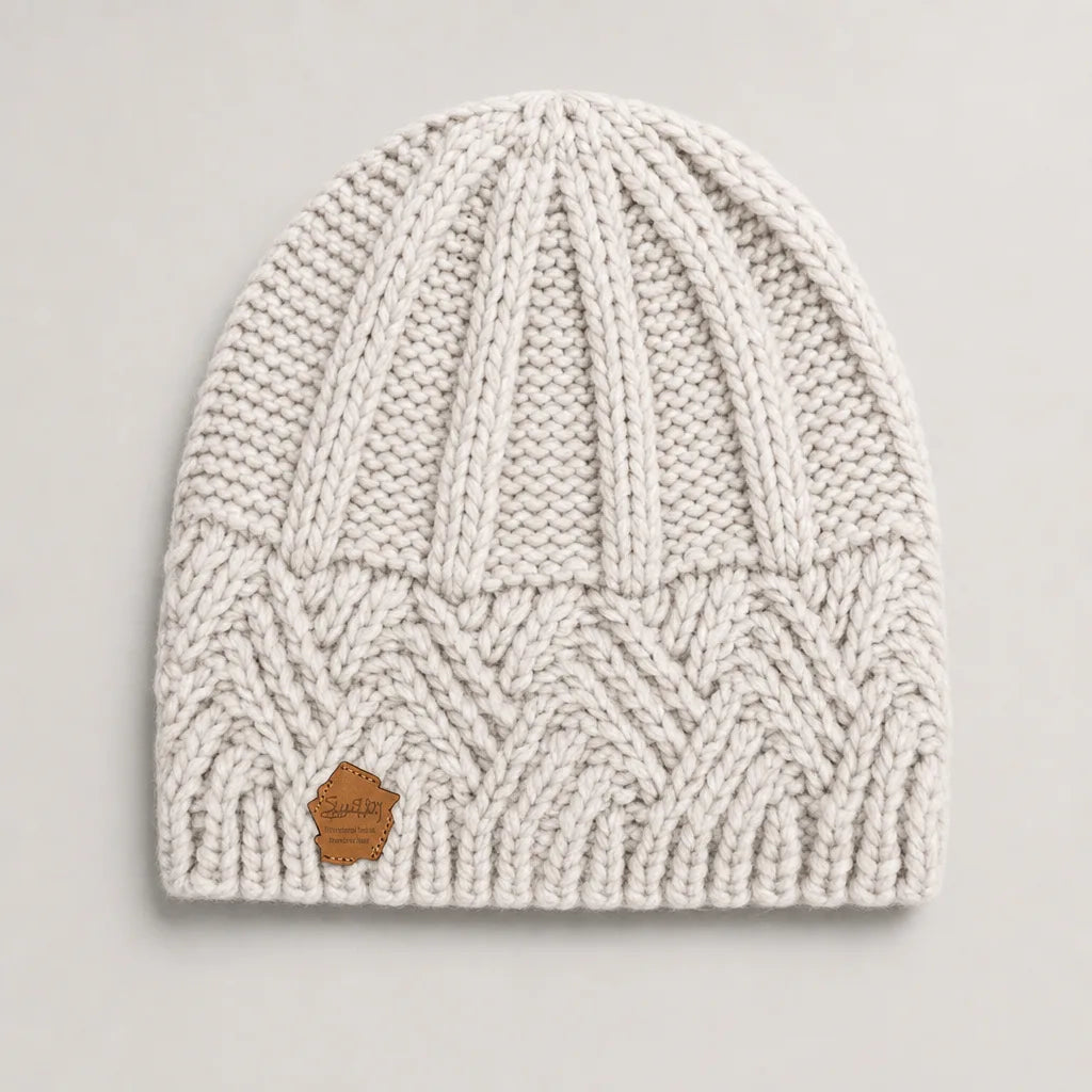 Danica | Chunky Knit Beanie for Fall - Color:Cream White;Size:One Size