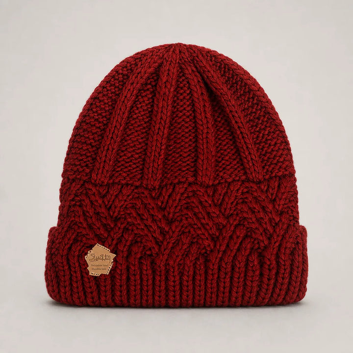 Danica | Chunky Knit Beanie for Fall - Color:Red;Size:One Size