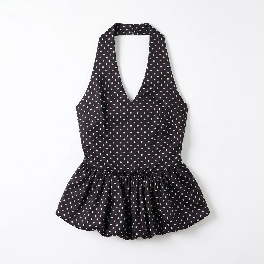 Danielle Polka Dot Top - Color:Black;Size:XXS