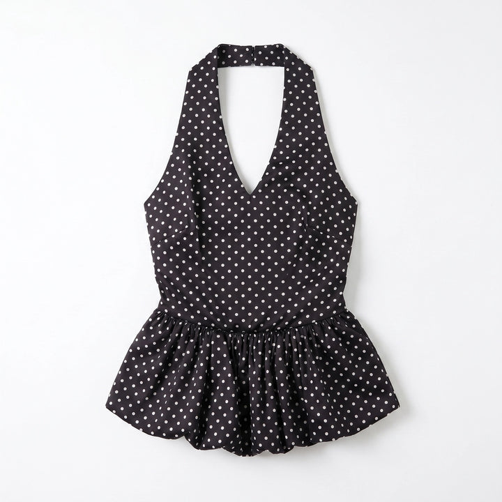 Danielle Polka Dot Top - Color:Black;Size:XXS