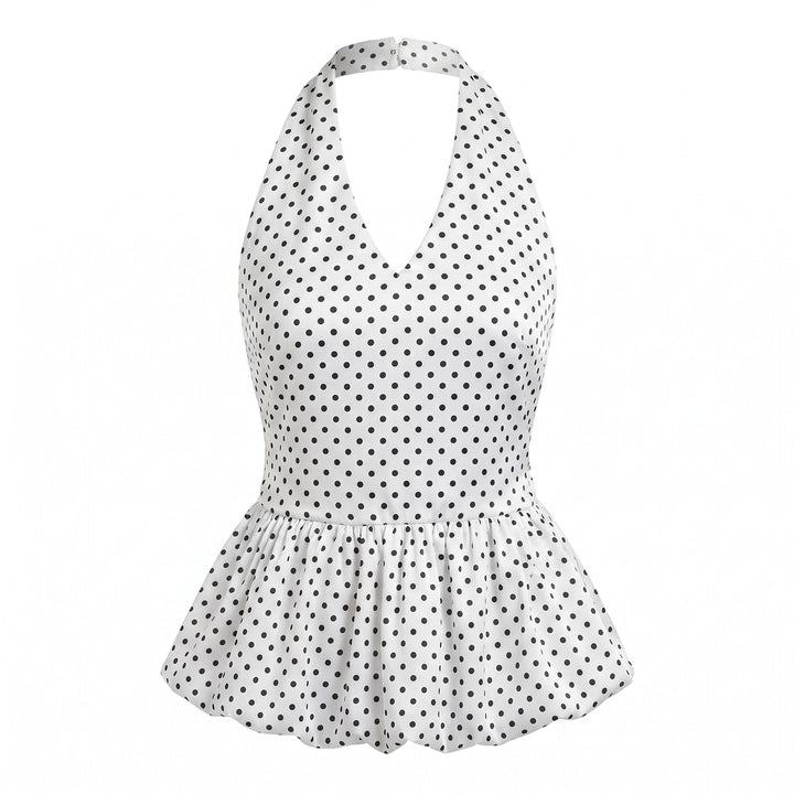 Danielle Polka Dot Top - Color:White;Size:XXS