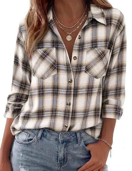 Darcy | Women's Western Flannel Blouse  - Size:XS;Color:White