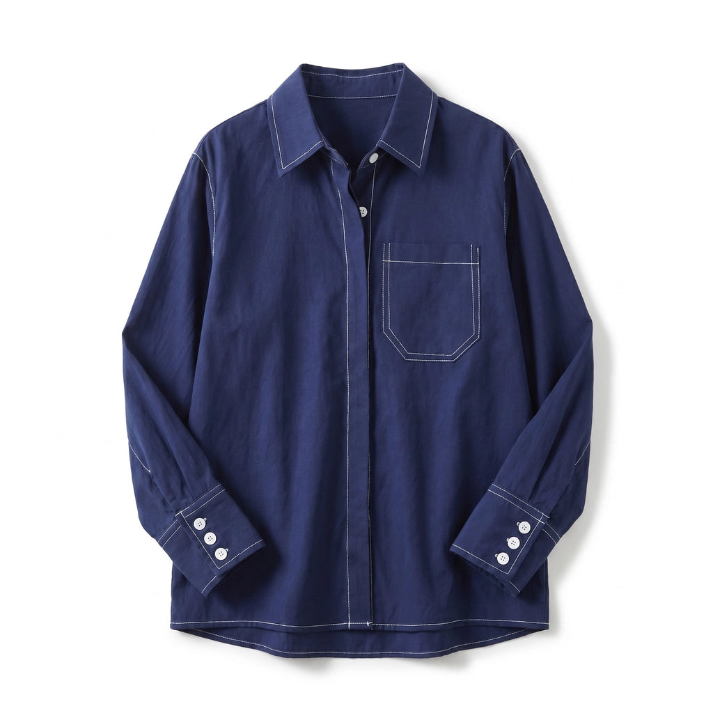 Morgan Button-Up Shirt - Color:Dark Blue;Size:S