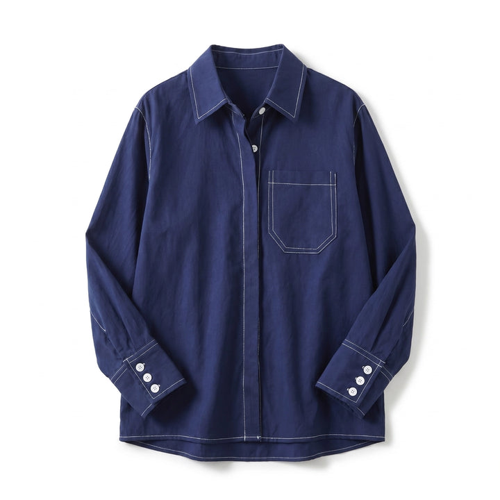 Morgan Button-Up Shirt - Color:Dark Blue;Size:S