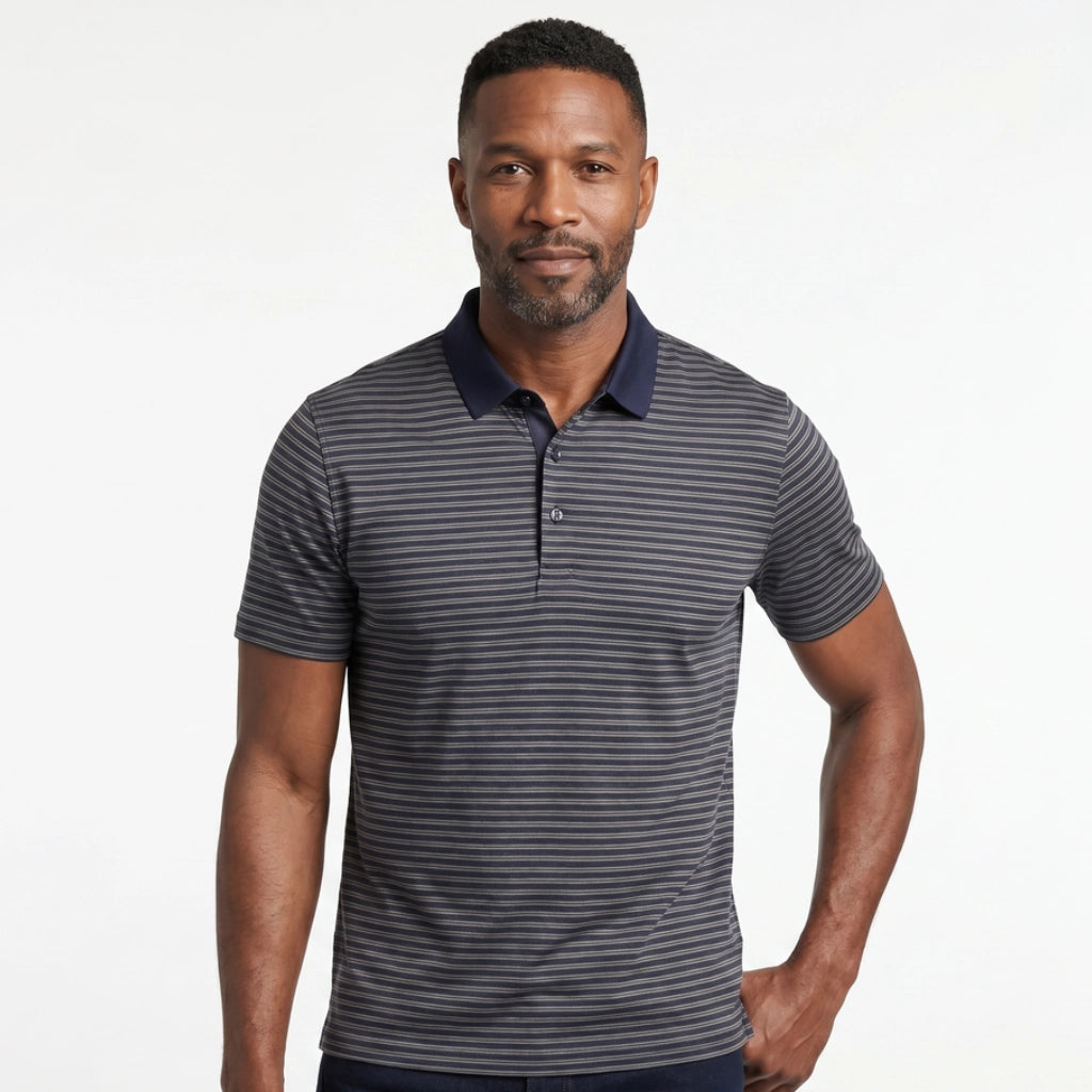 Thaddeus Striped Knit Polo Shirt