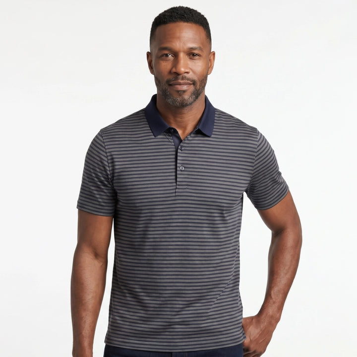 Thaddeus Striped Knit Polo Shirt
