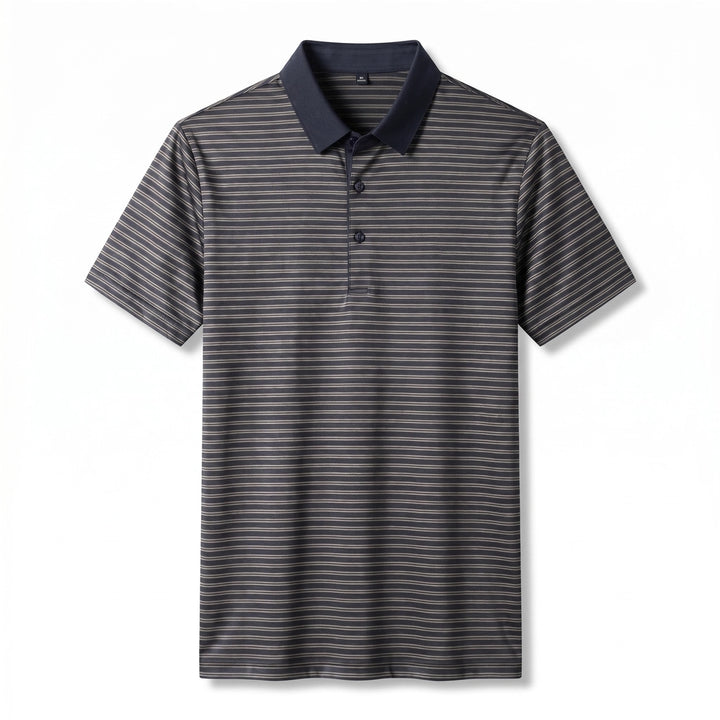 Thaddeus Striped Polo Shirt - Color:Dark Gray;Size:S