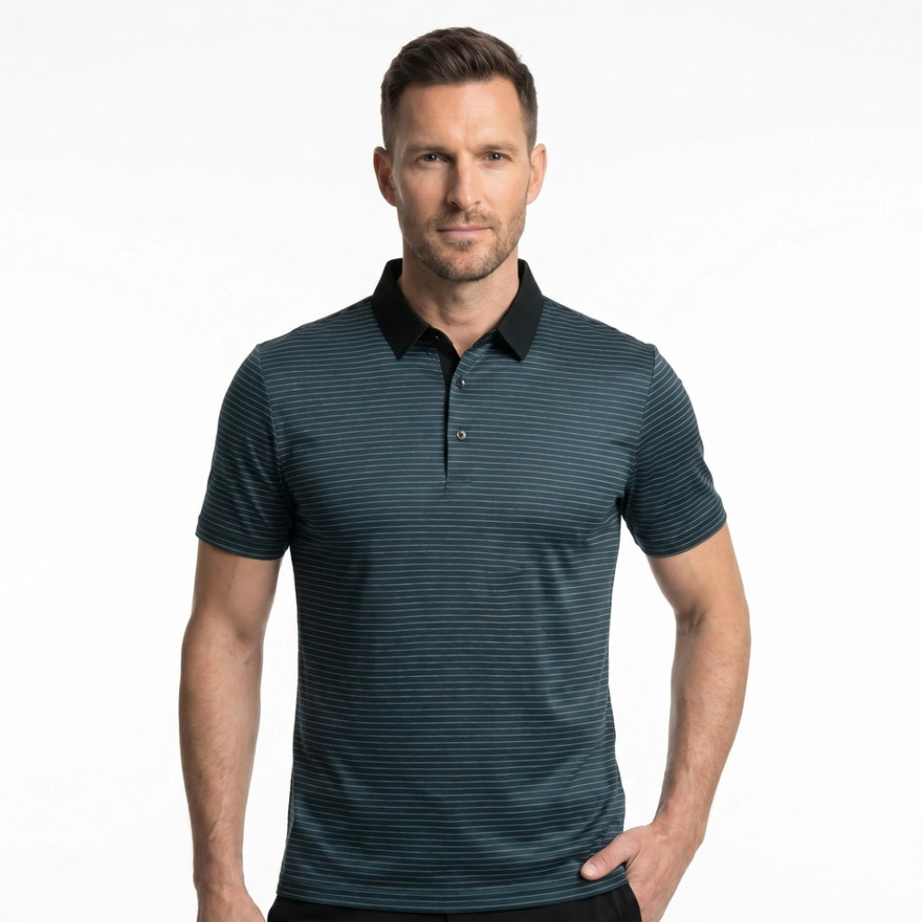 Harding Striped Knit Polo Shirt