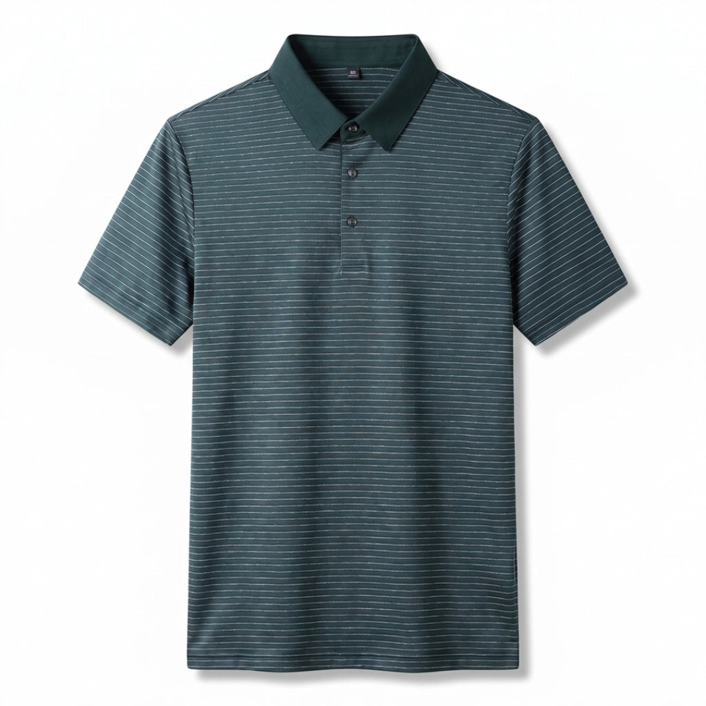 Leon Striped Polo Shirt - Color:Dark Green;Size:S