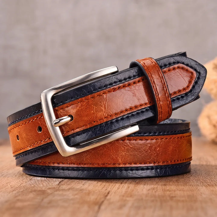 Darwin | Men's Belts - Color:Brown/Dark blue;Length:39.4 inches (100 cm)