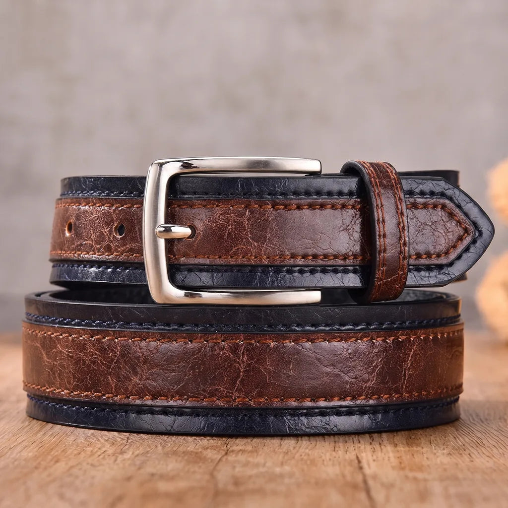 Darwin | Men's Belts - Color:Dark Brown/Dark Blue;Length:39.4 inches (100 cm)