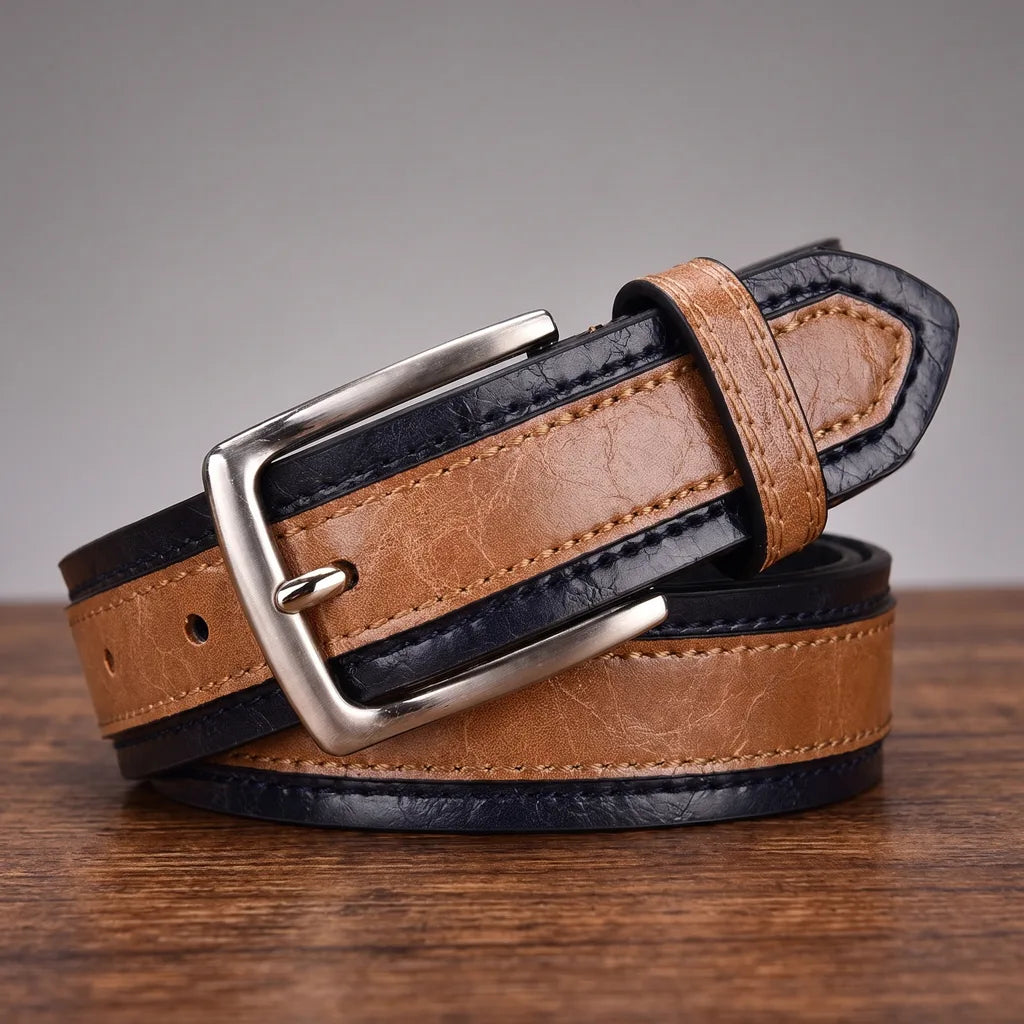 Darwin | Men's Belts - Color:Khaki/Dark Blue;Length:39.4 inches (100 cm)