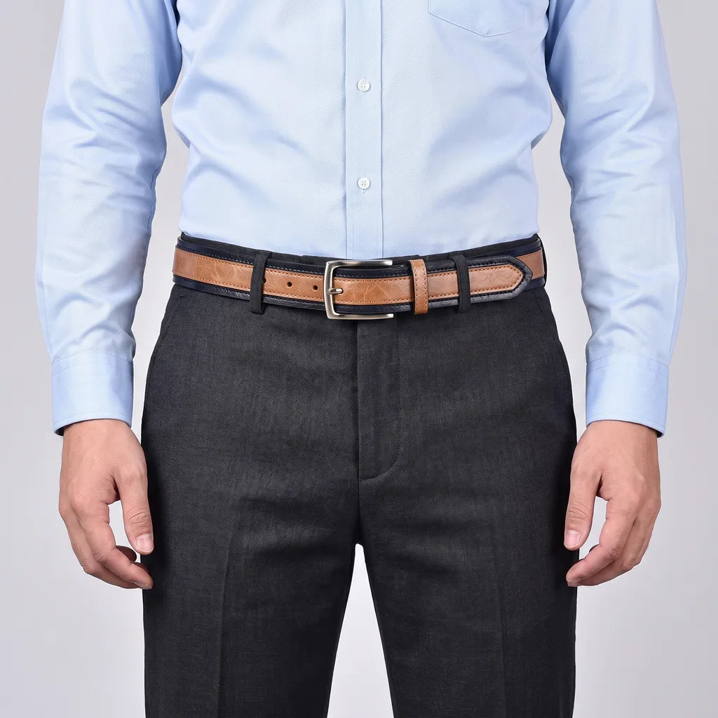 Men's Khaki and dark blue Darwin Pin Buckle Belt