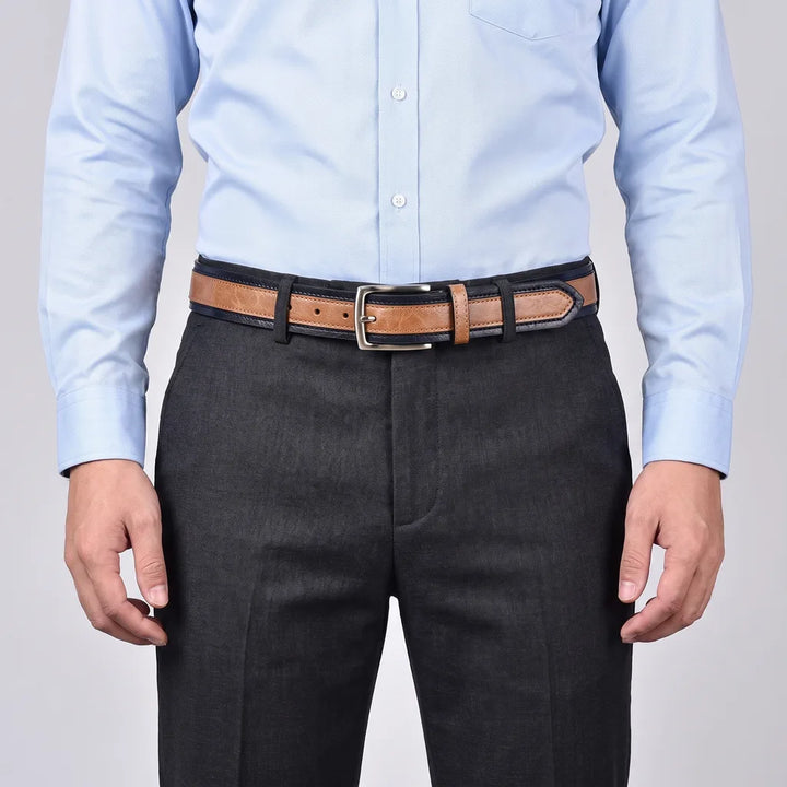 Men's Khaki and dark blue Darwin Pin Buckle Belt