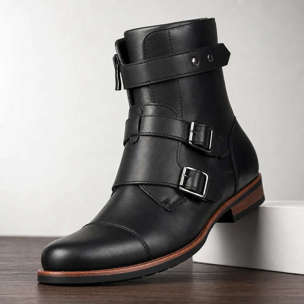Men's Black Carver Buckle Cowboy Boots