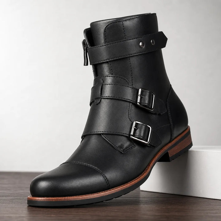 Men's Black Carver Buckle Cowboy Boots