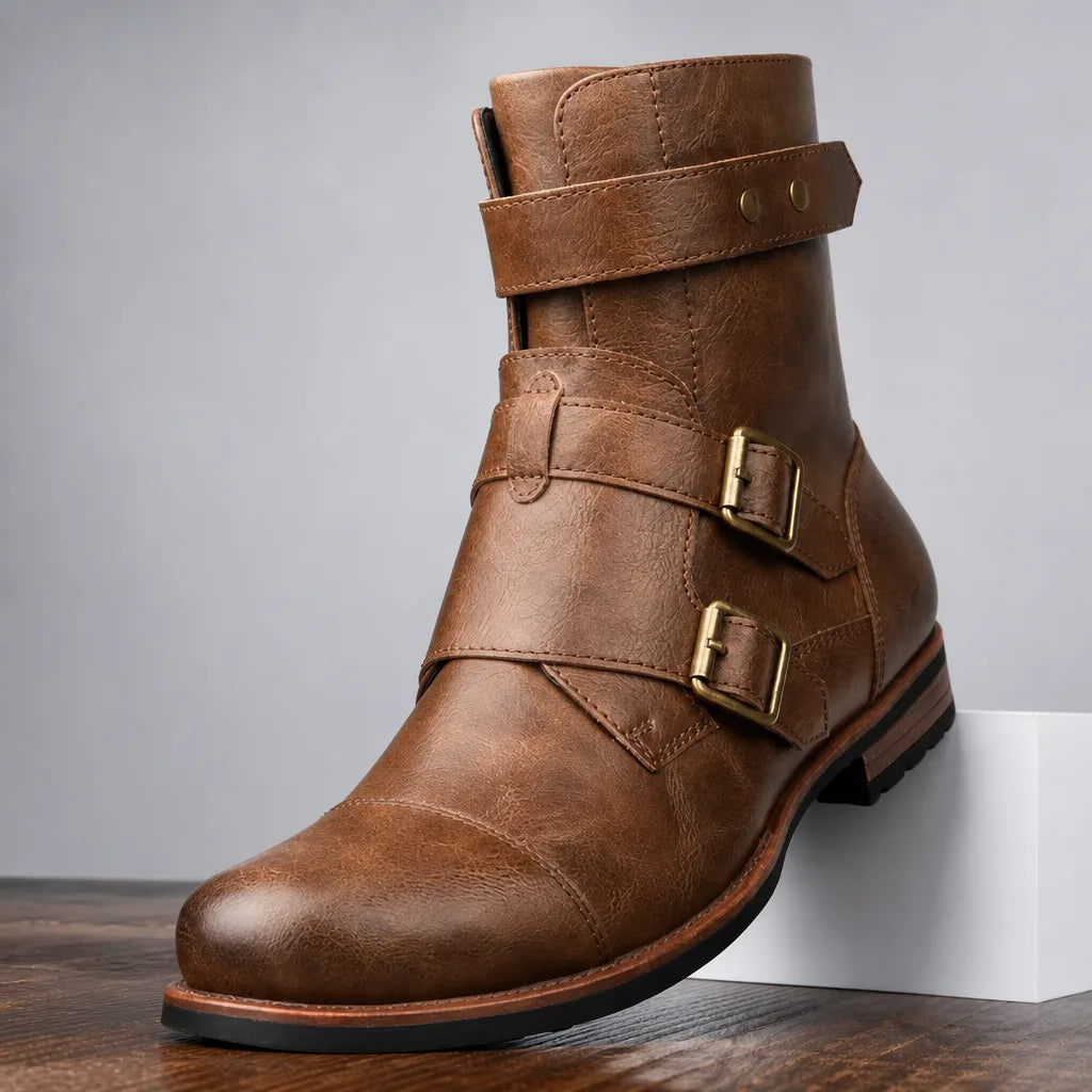 Men's Brown Carver Buckle Cowboy Boots