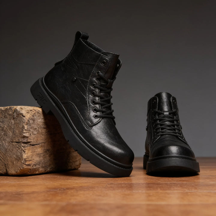 David Lace Up winter Work Boots - Color:Black;Size:38