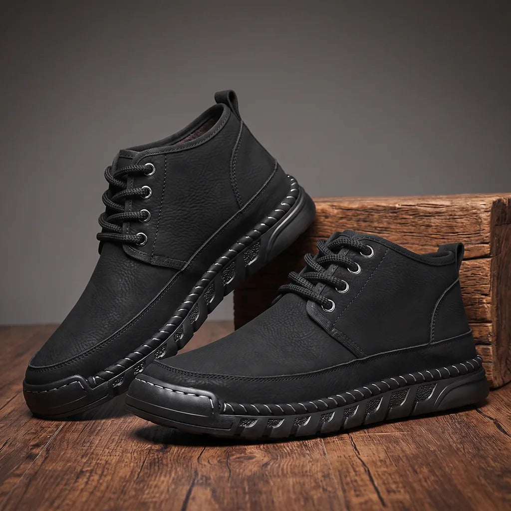 Davidson Miles Leather Sneakers - Color:Black;Size:38