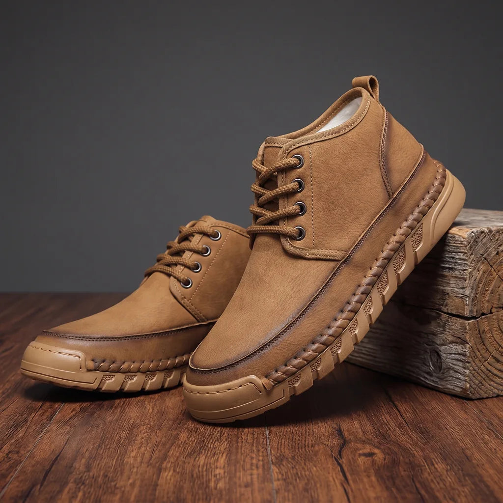 Davidson Miles Leather Sneakers - Color:Brown;Size:38