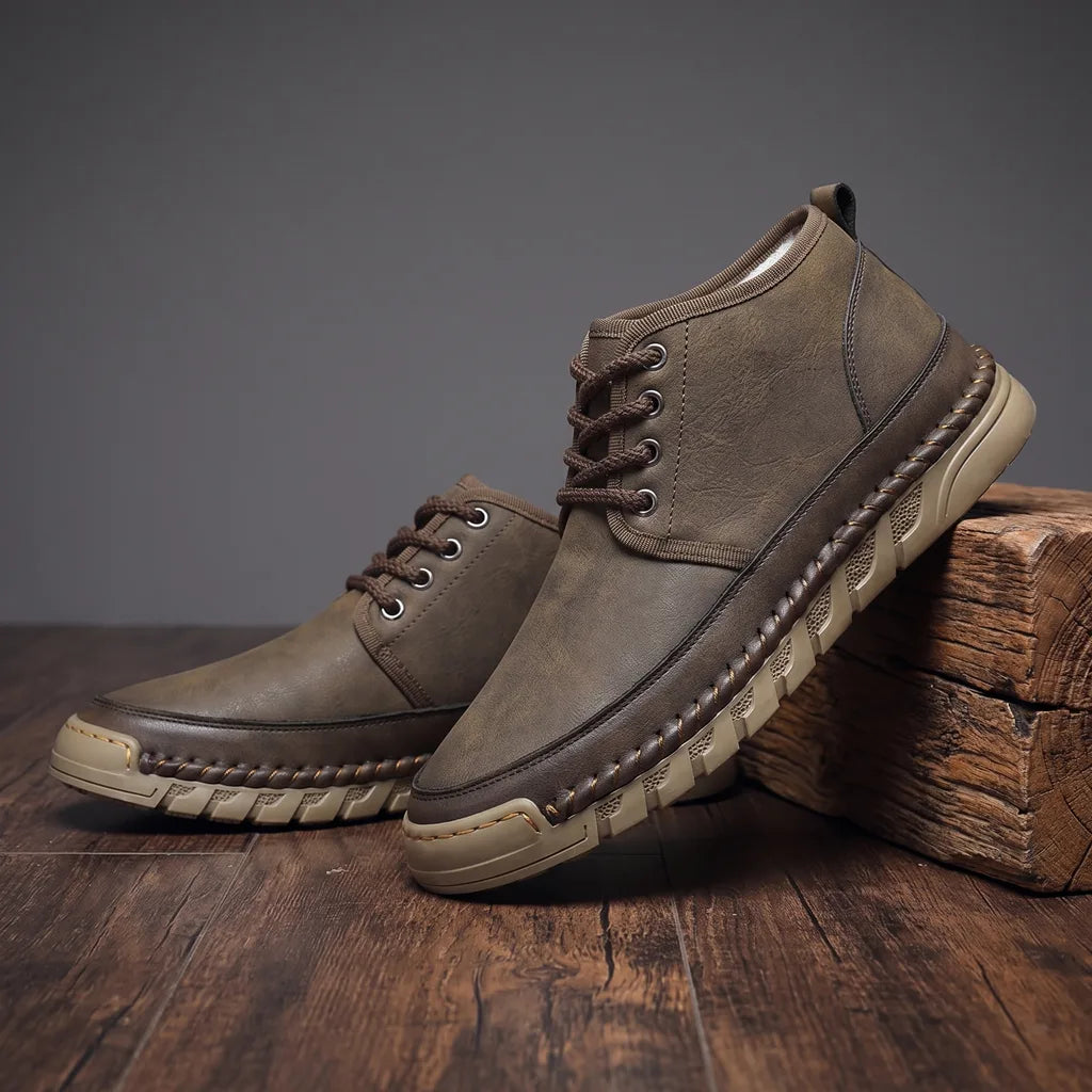 Davidson Miles Leather Sneakers - Color:Dark Brown;Size:38