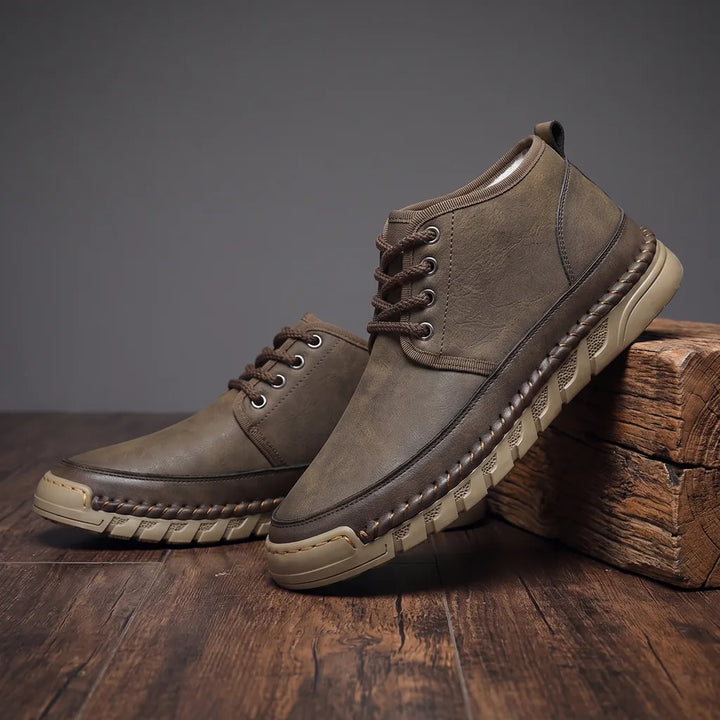 Davidson Miles Leather Sneakers - Color:Dark Brown;Size:38