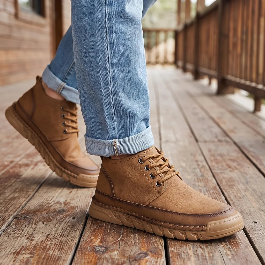 Men's Brown Davidson Miles Leather Sneakers