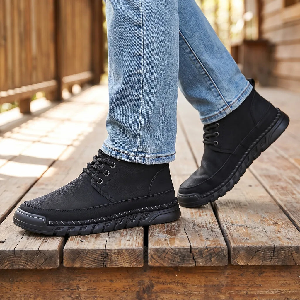 Men's Black Davidson Miles Leather Sneakers