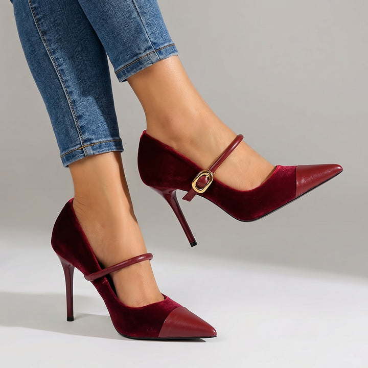 Davina Pointed Pumps - Color:Burgundy;Size:35