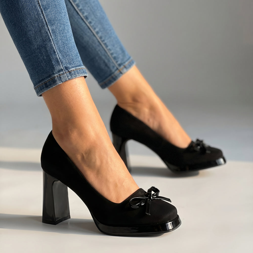 Davina Suede Platforms - Color:Black;Size:35